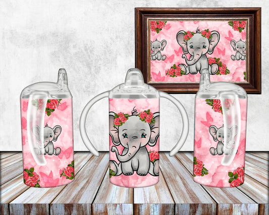 Baby Pink Elephant, Straight 12 oz Sippy Cup