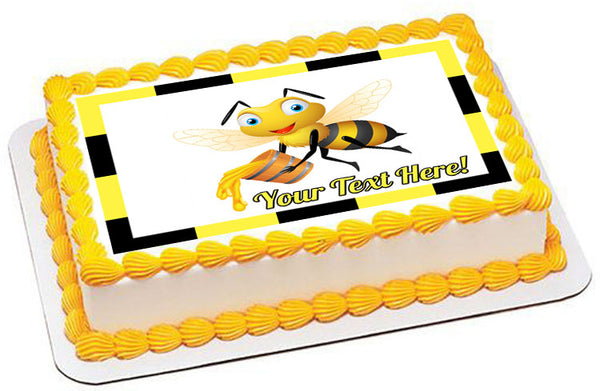 Bee Holding Honey Bucket - Edible Cake Topper, Cupcake Toppers