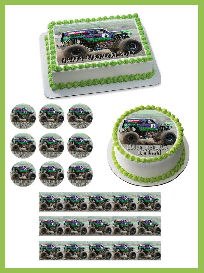 GRAVE DIGGER Monster Truck - Edible Cake Topper OR Cupcake Topper, Decor