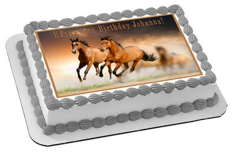 Horses - Edible Cake Topper OR Cupcake Topper, Decor