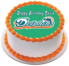 Miami Dolphins - Edible Cake Topper OR Cupcake Topper, Decor