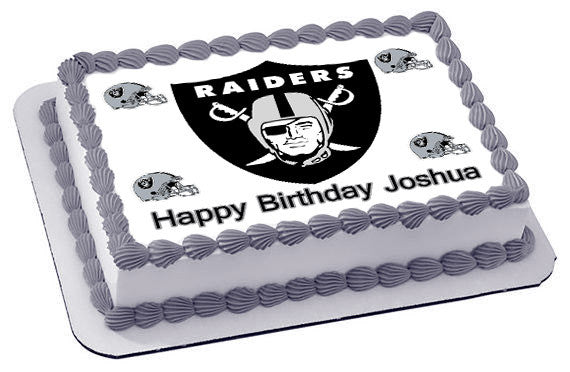 3 Round - Raiders Mascot Birthday - Edible Cake/Cupcake Party Topper - D951