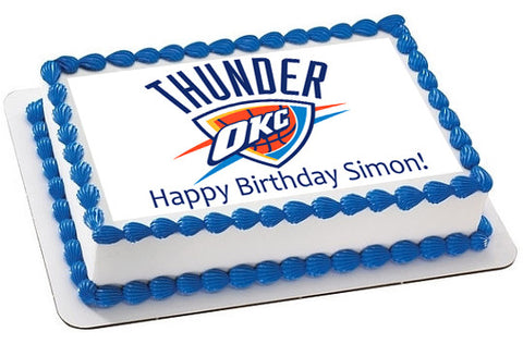 Oklahoma City Thunder - Edible Birthday Cake Topper OR Cupcake Topper, Decor