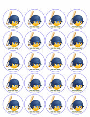 Baseball batter or hitter player emoticon - Edible Cake Topper, Cupcake Toppers, Strips