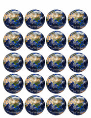 Earth Planet - Edible Cake Topper, Cupcake Toppers, Strips