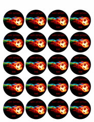 Flaming Soccer Ball - Edible Cake Topper OR Cupcake Topper, Decor