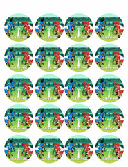 Football players vector illustration - Edible Cake Topper, Cupcake Toppers, Strips