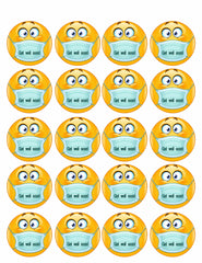 Emoji with Mask - Edible Cake Topper, Cupcake Toppers, Strips