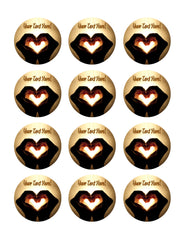 Hands with heart image - Edible Cake Topper, Cupcake Toppers, Strips