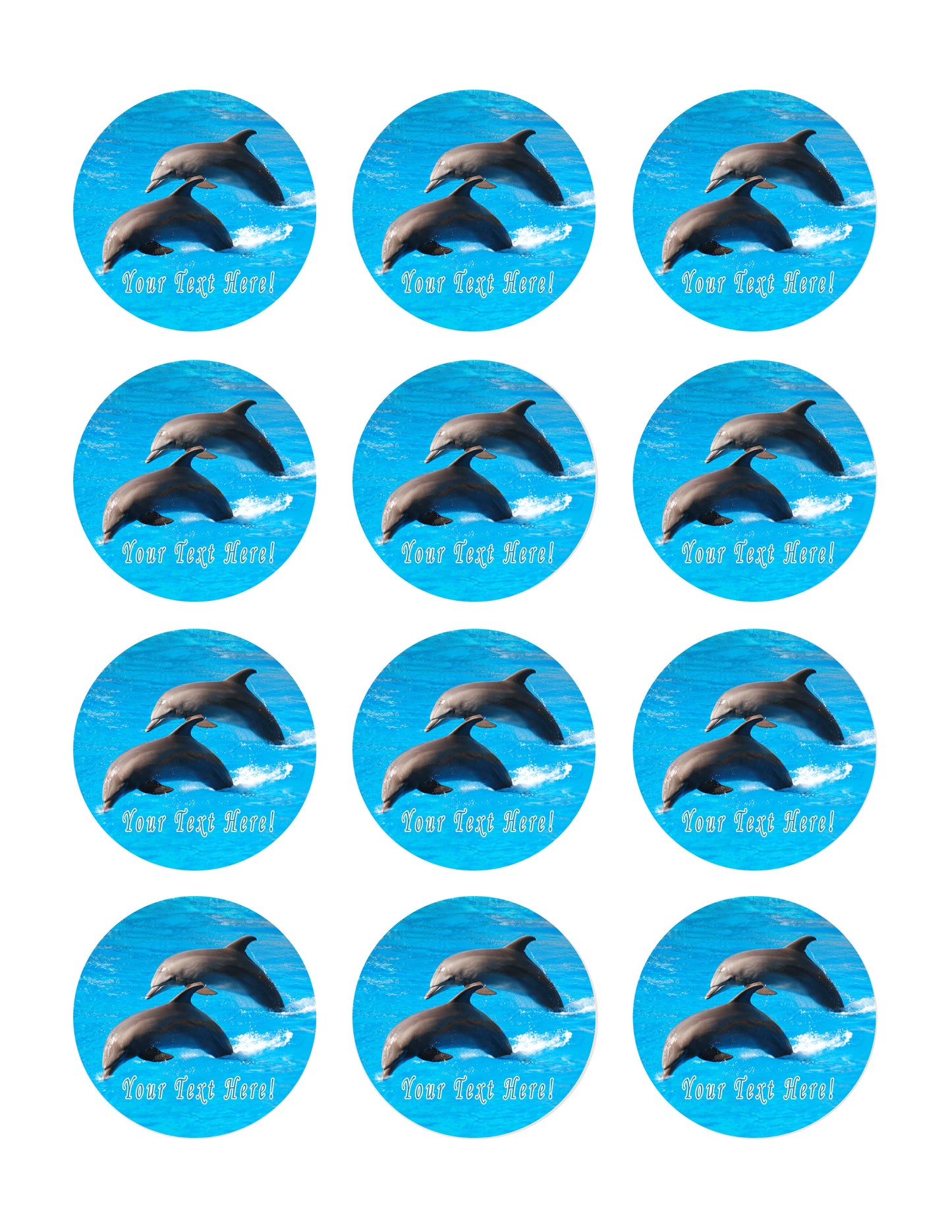Dolphin Jumping - Edible Cake Topper, Cupcake Toppers, Strips