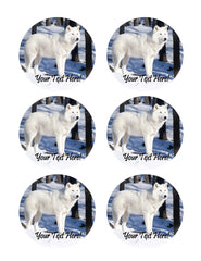 White wolf - Edible Cake Topper, Cupcake Toppers, Strips
