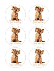Young puppy listening to music - Edible Cake Topper, Cupcake Toppers, Strips