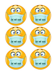 Emoji with Mask - Edible Cake Topper, Cupcake Toppers, Strips
