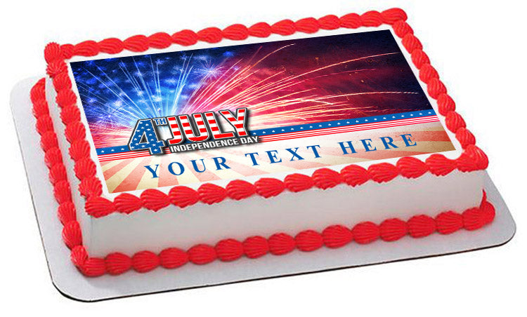 4th of July (Nr4) - Edible Cake Topper, Cupcake Toppers, Strips