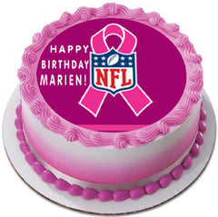 NFL Breast Cancer Edible Birthday Cake Topper OR Cupcake Topper, Decor - Edible Prints On Cake (Edible Cake &Cupcake Topper)