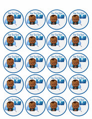 African American Boss Baby Boy - Edible Cake Topper, Cupcake Toppers, Strips