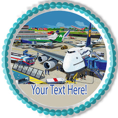 Airport With Planes - Edible Cake Topper, Cupcake Toppers, Strips