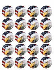 American Flag with Eagle Head - Edible Cake Topper, Cupcake Toppers, Strips