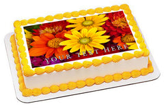 Autumn flowers - Edible Cake Topper, Cupcake Toppers, Strips