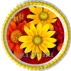 Autumn flowers - Edible Cake Topper, Cupcake Toppers, Strips