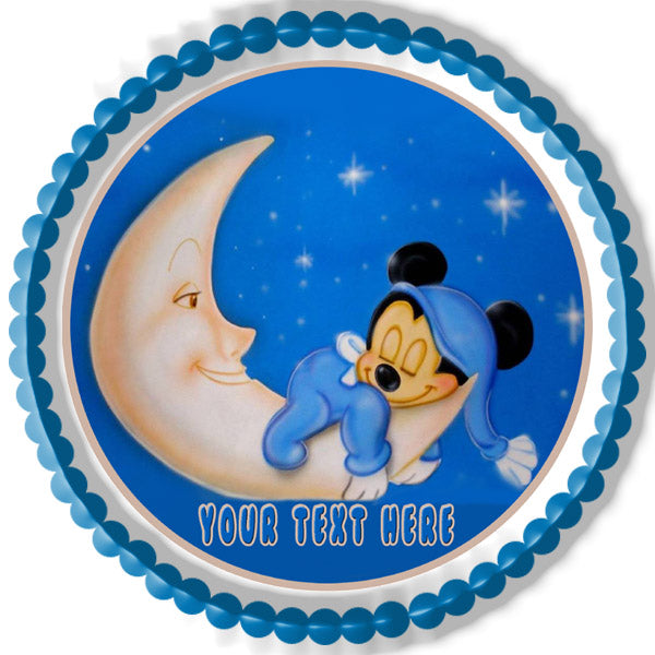 Baby Mickey Sleep Well - Edible Cake Topper, Cupcake Toppers, Strips