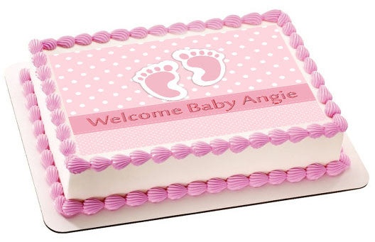 Baby Feet Foot Pink - Edible Cake Topper, Cupcake Toppers, Strips