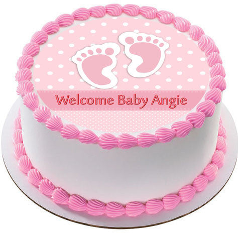 Baby Feet Foot Pink - Edible Cake Topper, Cupcake Toppers, Strips
