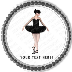 Ballerina in Black Swan - Edible Cake Topper, Cupcake Toppers, Strips