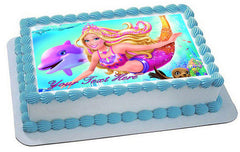Barbie Mermaid - Edible Cake Topper, Cupcake Toppers, Strips