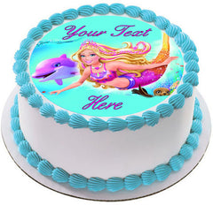 Barbie Mermaid - Edible Cake Topper, Cupcake Toppers, Strips