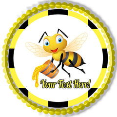 Bee Holding Honey Bucket - Edible Cake Topper, Cupcake Toppers, Strips