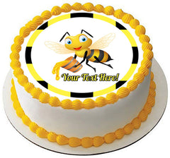Bee Holding Honey Bucket - Edible Cake Topper, Cupcake Toppers, Strips