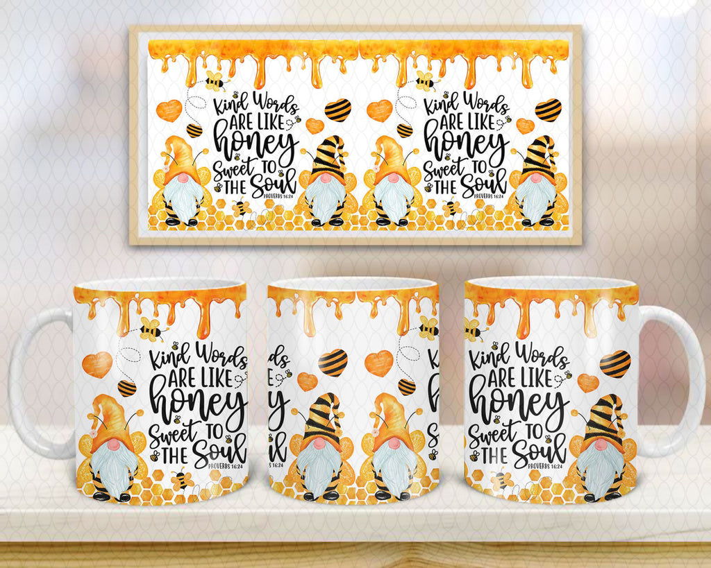 Bee Kind Gnomes Mug Press and Coasters Mug Coffee Mug Gnomes Mug
