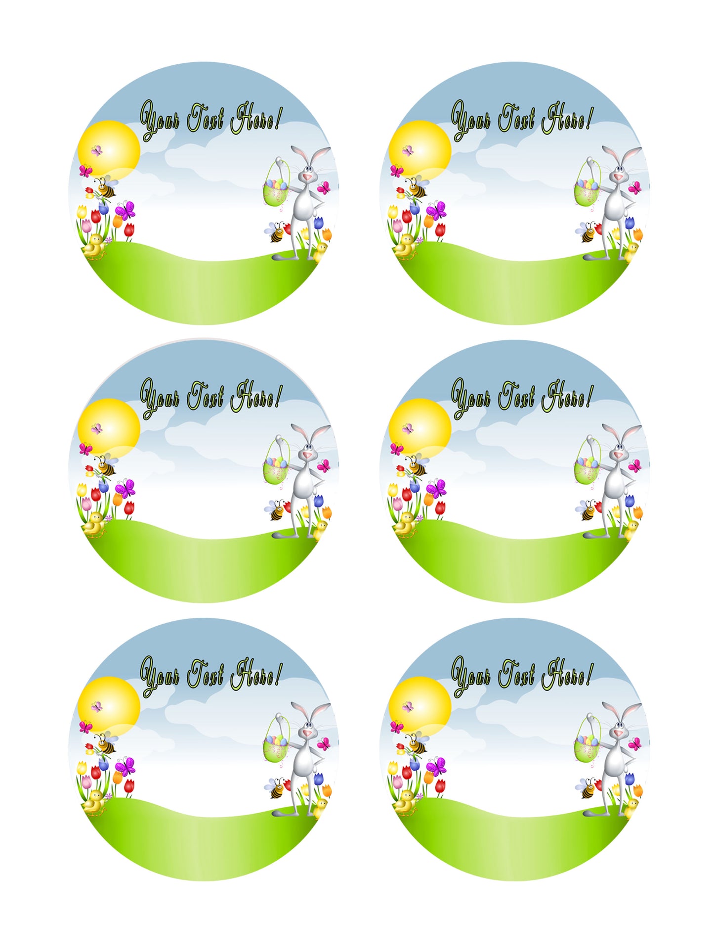 Cartoon Easter Animals Spring - Edible Cake Topper, Cupcake Toppers, Strips