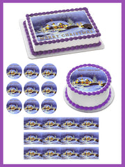 Christmas 5 Edible Birthday Cake Topper OR Cupcake Topper, Decor - Edible Prints On Cake (Edible Cake &Cupcake Topper)