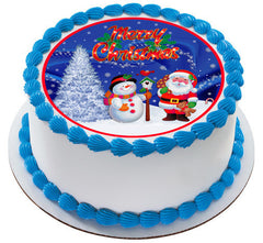 Christmas 8 Edible Birthday Cake Topper OR Cupcake Topper, Decor - Edible Prints On Cake (Edible Cake &Cupcake Topper)