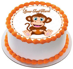Cute Baby Monkey - Edible Cake Topper, Cupcake Toppers, Strips