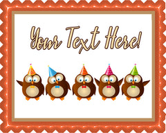 Cute Birthday Owls - Edible Cake Topper, Cupcake Toppers, Strips