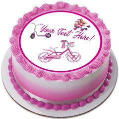 Cute Kids Bicycle  Roller Skating and Roller Scooter - Edible Cake Topper, Cupcake Toppers, Strips