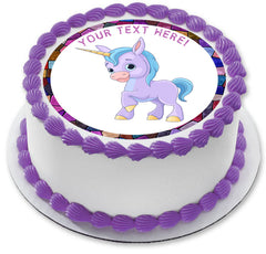 Cute Baby Unicorn - Edible Cake Topper, Cupcake Toppers, Strips