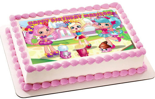 Cute Shopkins Shoppies Edible Birthday Cake Topper OR Cupcake Topper, Decor - Edible Prints On Cake (Edible Cake &Cupcake Topper)