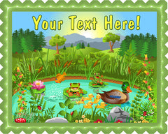 Duck Pond Near the Forest and Mountain - Edible Cake Topper, Cupcake Toppers, Strips