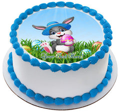 Easter Bunny with Egg - Edible Cake Topper, Cupcake Toppers, Strips