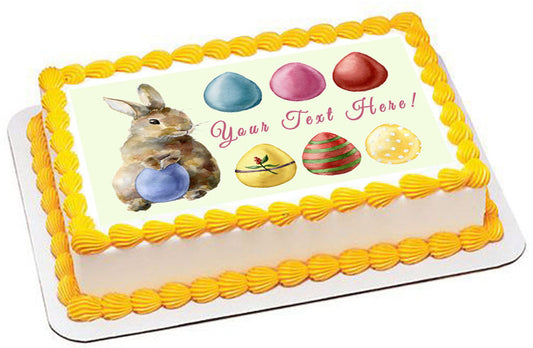 Easter Rabbit and Eggs - Edible Cake Topper, Cupcake Toppers, Strips