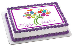 Easter Tree - Edible Cake Topper, Cupcake Toppers, Strips