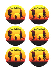 Family Sunset Silhouette - Edible Cake Topper, Cupcake Toppers, Strips