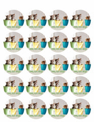 Funny Kittens - Edible Cake Topper, Cupcake Toppers, Strips