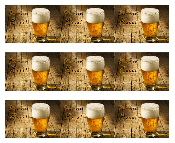 Glass of Beer on Wooden Table - Edible Cake Topper, Cupcake Toppers, Strips