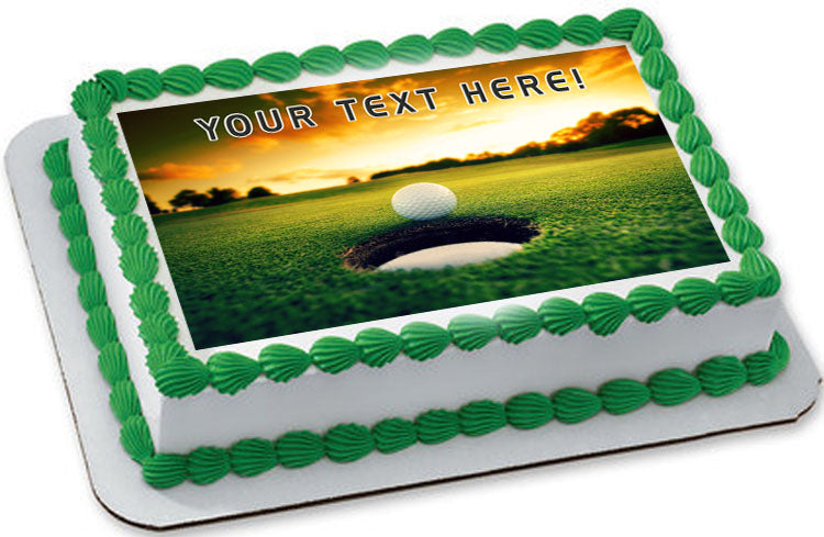 Golf Ball Near Hole - Edible Cake Topper, Cupcake Toppers, Strips