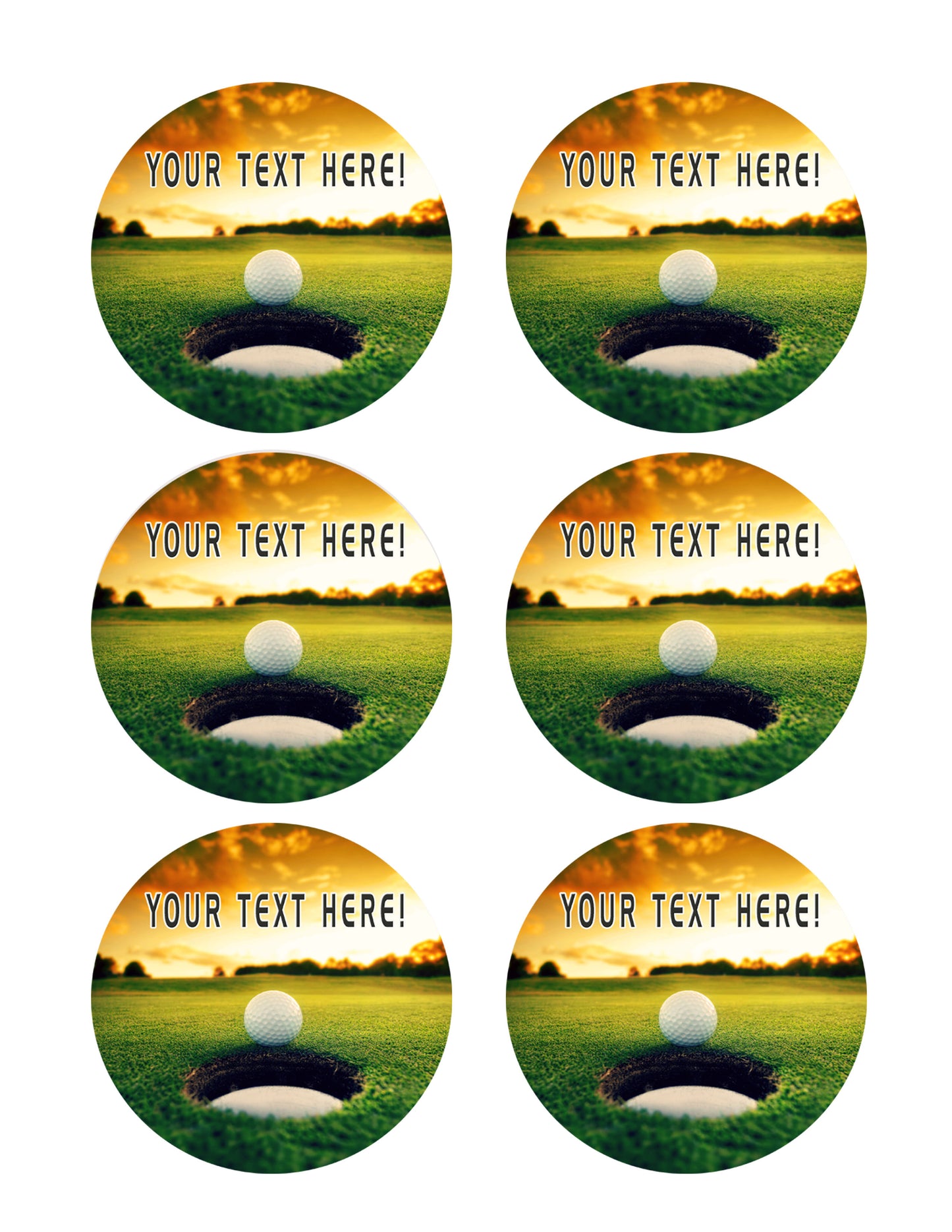 Golf Ball Near Hole - Edible Cake Topper, Cupcake Toppers, Strips